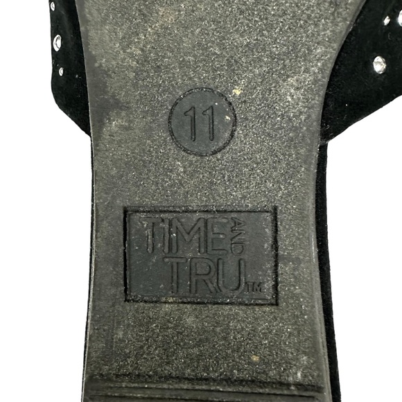 Womens Time And Tru Mule Black & Silver Studded Sz 11 Memory Foam Slip On Slide - Picture 11 of 11